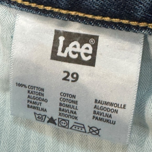Lee 101 Denim Medium Wash Straight Leg Jeans Mens W29xL30 Rare Blue Hair Tag - Picture 10 of 13